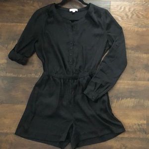 XS Loft Long-Sleeved Romper- Black